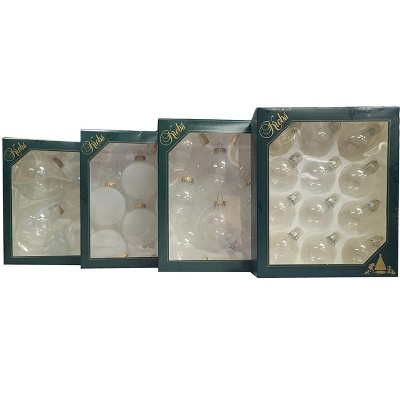 Clear Glass Christmas Ornaments with Gold Caps, Set of 4