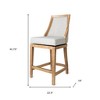 HomeRoots 26" Beige and Natural Fabric and Solid Wood Counter Height Swivel Bar Chair - 3 of 4