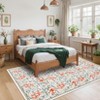 Floral Area Rug for Living Room Bedroom Soft Washable Vintage Rug Non Slip Low Pile Floor Carpet - 2 of 4