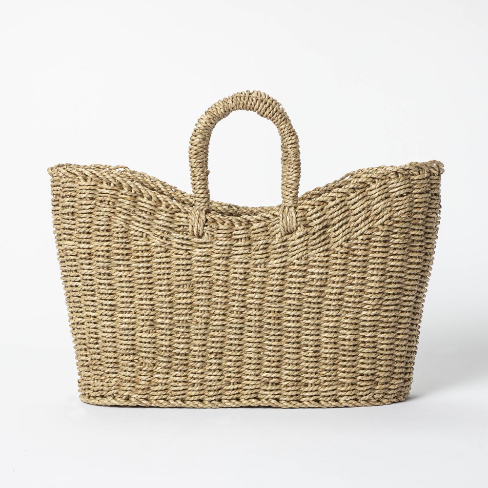 16" x 6" x 13" Tapered Oval Seagrass Braided Basket Natural - Threshold designed with Studio McGee