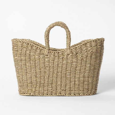 16" x 6" x 13" Tapered Oval Seagrass Braided Basket Natural - Threshold™ designed with Studio McGee - image 1 of 4