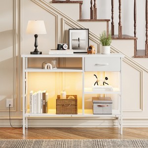 Pinmoco Console Table with Shelves and Drawer, 41.7inch Narrow Entryway Table with LED Light, Sofa Table for Living Room, Hallway - 1 of 4