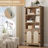 70" High Bookcase, 5-Tier Double-Width Bookcase with Doors and Adjustable Shelves, Wooden Display Cabinet with Storage for Living Room, Office, Brown - 4 of 4