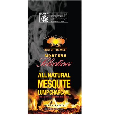 Best of the West All-Natural Mesquite Lump Charcoal for Grilling or Smoking, No Added Preservatives, 20 Pound Bag