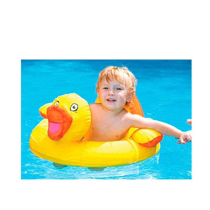 Swimline 20” Ducky Inflatable Children's 1-Person Fabric Covered Swimming Pool Baby Float - Yellow/Orange, 1 of 2