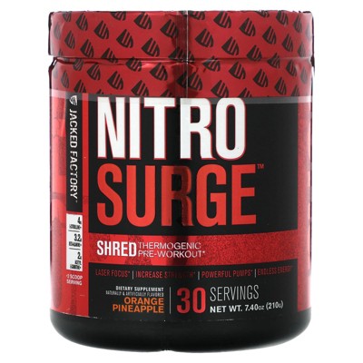 Jacked Factory Nitro Surge, Shred Thermogenic Pre-Workout, Orange Pineapple, 7.4 oz (210 g)