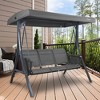 Kozyard Brenda 3-Seats Patio Swing Chair Outdoor Porch Swing Glider with Adjustable Canopy Side Pouches for Garden Poolside Backyard - 2 of 4