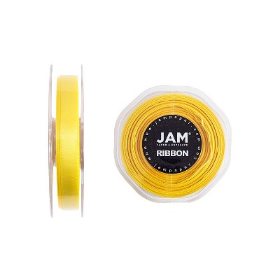 JAM Paper Double Faced Satin Ribbon Yellow (803SAye25)