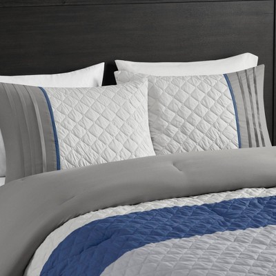 California King Blue Microfiber 7-Piece Bedspread Set