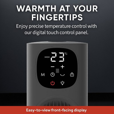 EVO Black Digital Tower Ceramic Heater with Thermostat