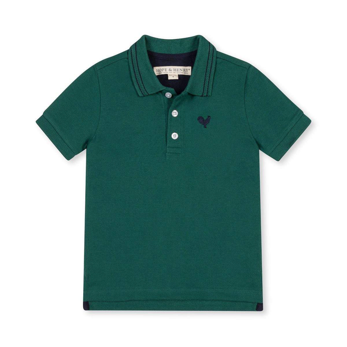 Hope & Henry Organic Short Sleeve Knit Pique Polo Shirt, Kids