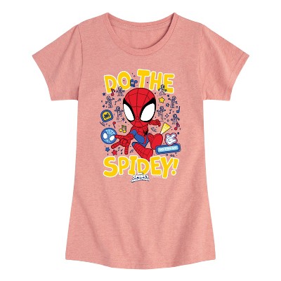 Marvel Do The Spidey Fitted Short Sleeve Graphic T-Shirt - Desert Pink - 5T