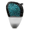 Slickblue Women’s Ring with Blue Zircon and Black Synthetic Crystal, Two-Tone IP Finish, Pave Design, Sizes 5-10 - 3 of 4