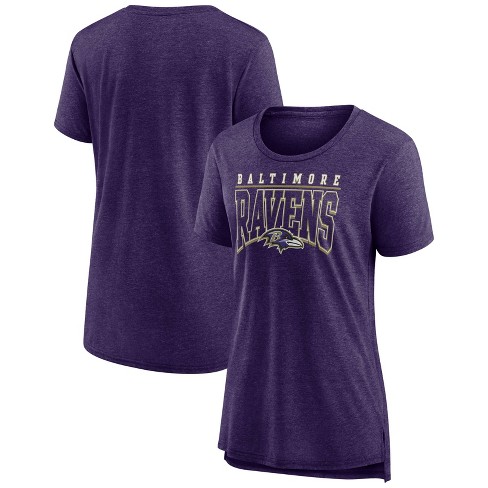 NFL Baltimore Ravens Women's Blitz Marled Left Chest Short Sleeve T-Shirt -  S