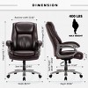 FURNIinspire Task and Office Chairs Heavy Duty Leather Computer Desk Chair Home Office Chair Swivel Chair with Armrest, Brown, 33.86"*28.74"*43.7" - 3 of 4