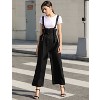 Allegra K Women's High Waist Wide Leg Belted Button Long Overalls Jumpsuit - 3 of 4