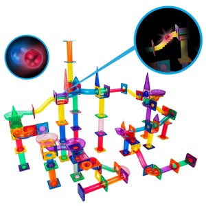 PICASSO-TILES 200 PC Marble Run Track Building Block & Magnetic Tiles, Building STEM Toy for Kids 3+ - 1 of 4