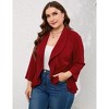 Women's Ruffled Hem Blazer Cardigan, Single-Button Lapel Jacket with 3/4 Sleeves for Casual & Office Wear - 4 of 4