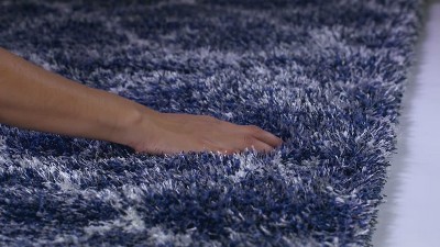 Ivory Shimmering Waves 8' x 10' Synthetic Shag Area Rug