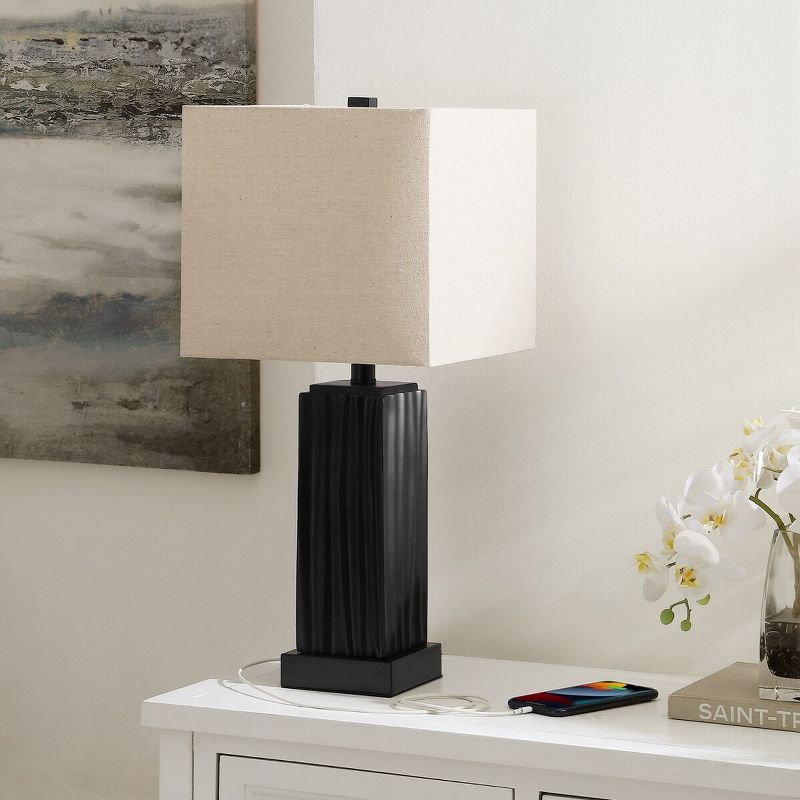 Park 24 Inch Resin Table Lamp with USB Port - Black - Safavieh., 3 of 5