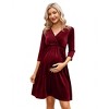 Maternity Dress Women's Velvet Retro V-Neck A-Line Sexy Photoshoot Dress Holiday Dress Evening Dress Wedding Guest Green Velvet7vLarge - 2 of 4