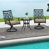 Tangkula Patio Metal Swivel Chairs Set of 4 Fabric Bistro Chairs w/ Curved Armrests - 3 of 4