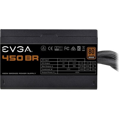  EVGA BR Power Supply - Internal - 120 V AC, 230 V AC Input - 450 W / 3.3 V DC, 5 V DC, 12 V DC, 5 V DC, 12 V DC - 1 +12V Rails - 1 Fan(s) 