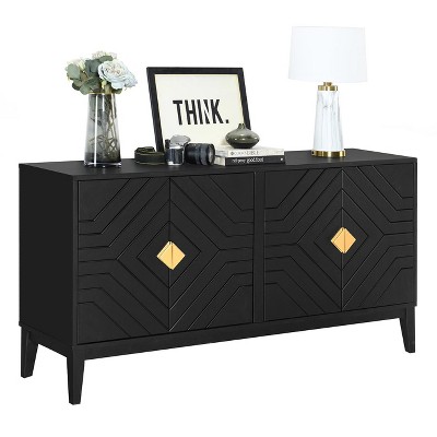 60" Farmhouse Kitchen Buffet Cabinet, 4-Door Sideboard Storage Cabinet, Accent Cabinet Storage Cabinet Console Table for Kitchen Dining Living Room