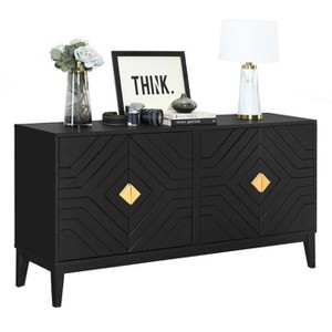 60" Farmhouse Kitchen Buffet Cabinet, 4-Door Sideboard Storage Cabinet, Accent Cabinet Storage Cabinet Console Table for Kitchen Dining Living Room - 1 of 4
