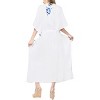 LA LEELA Women's House Daily Routine Evening Wear Vacation Holiday Casual Dailywear Caftan Long Loungewear Tunics for Women 2X-3X White, Solid - image 4 of 4