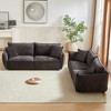 Modern 3-Seater + 3-Seater Linen Fabric Sofa Set with Wooden Frame and 4 Pillows - 2 of 4