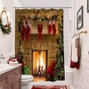 Red Christmas Shower Curtain Withxmas Tree and Fireplace Pattern for Winter Bathroom Decor. Size of 72x72 - 3 of 4