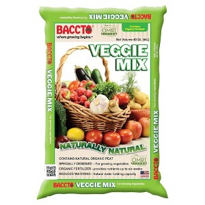 Michigan Peat Company BACCTO Veggie Mix with Peat Moss, Indoor Outdoor Organic Nutrients for Planting & Growing Vegetables, 40 Quart Bag - 1 of 4