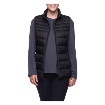 Women's Long Puffer Vest With Hood - S.e.b. By Sebby Black X-large : Target