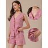 INSPIRE CHIC Women's 2 Pieces Shorts Suit Set Gingham Summer V Neck Sleeveless Waistcoats And Shorts - 2 of 4