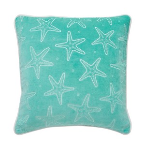C&F Home Seastar Teal Velvet Pillow - 1 of 3