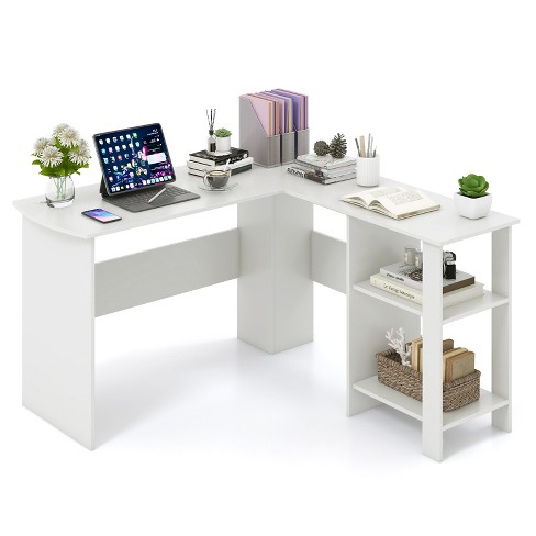 Costway L-Shaped Computer Desk, Corner Desk for Small Space, Home Office  Writing Desk Laptop Workstation with 2-Tier Open Shelf