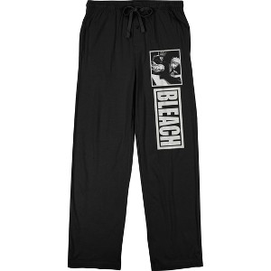 Bleach Anime Cartoon Mens Black Graphic Print Drawstring Sleep Pajama Pants - 1 of 3