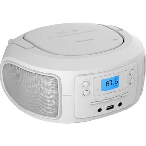 PHILIPS Bluetooth CD Player Boombox – White, Top-Loading, Dual 2.5" Speakers, FM Radio, USB/AUX Input, CD-R/CD-RW Compatible - 1 of 4