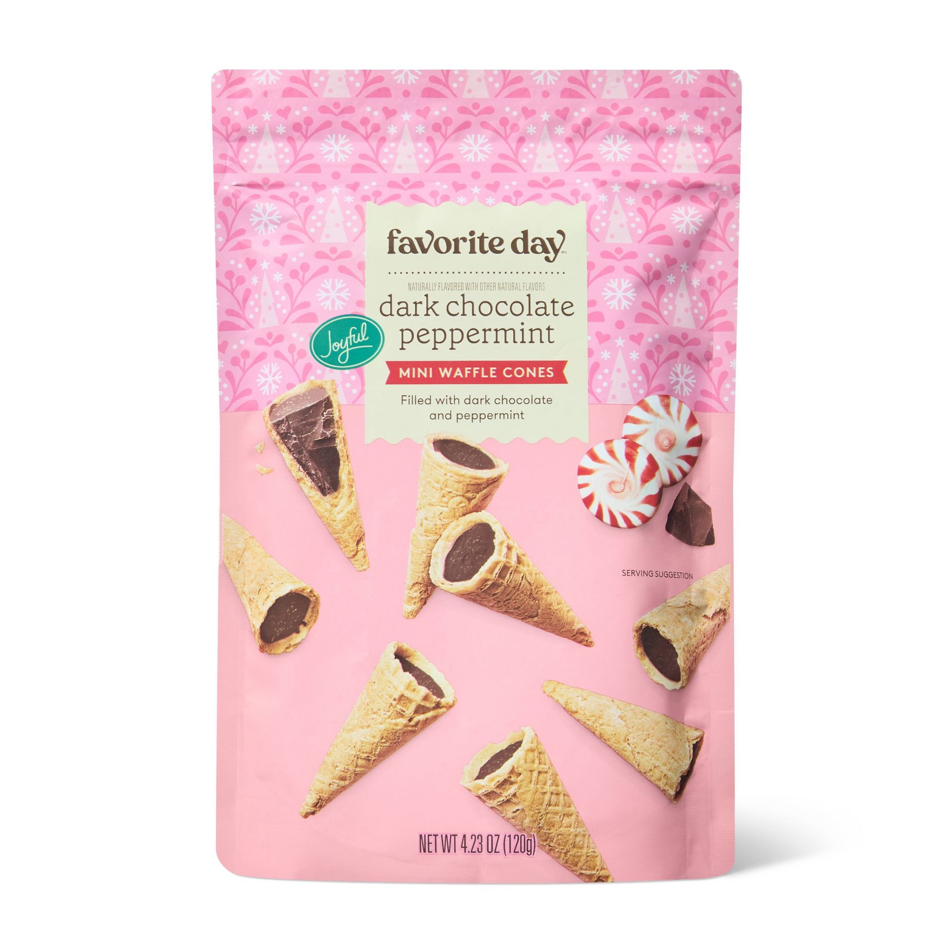 Christmas Peppermint Dark Chocolate Mini Waffle Cones - 4.23oz - Favorite Day™