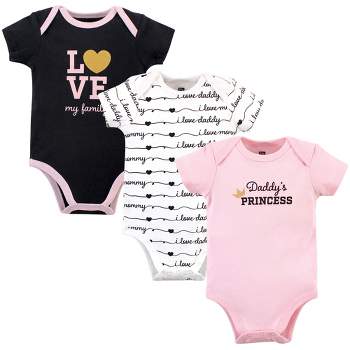Hudson Baby Infant Girl Cotton Bodysuits 3pk, Daddys Princess