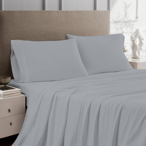 Color Sense Queen 100% Cotton Percale Sheet Set Light Gray : Oeko-tex ...