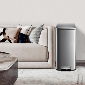 8 Gallon (30L) Small Trash Can for Kitchen – Fingerprint-Proof Stainless Steel with Hands-Free Step Pedal, Soft-Close Lid - 1 of 4