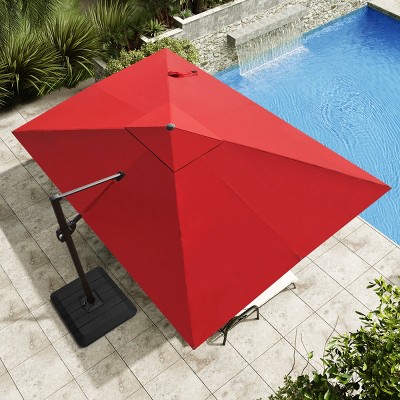 Crestlive Products 12FT Cantilever Umbrella Outdoor 360 Degree Rotation Offset Umbrella 6 Heights Adjustable with Base
