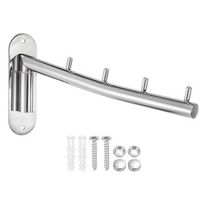 Unique Bargains Stainless Steel Sturdy Wall Mount Foldable Clothes Hanger - 1 of 3