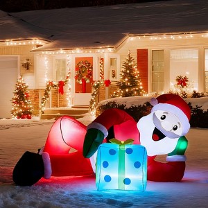 7FT Christmas Inflatable Decoration, Inflatable Santa Lying on Floor, Funny Blow Up Yard Decorations for Holiday Party Front Yard Lawn Garden Decor - 1 of 4