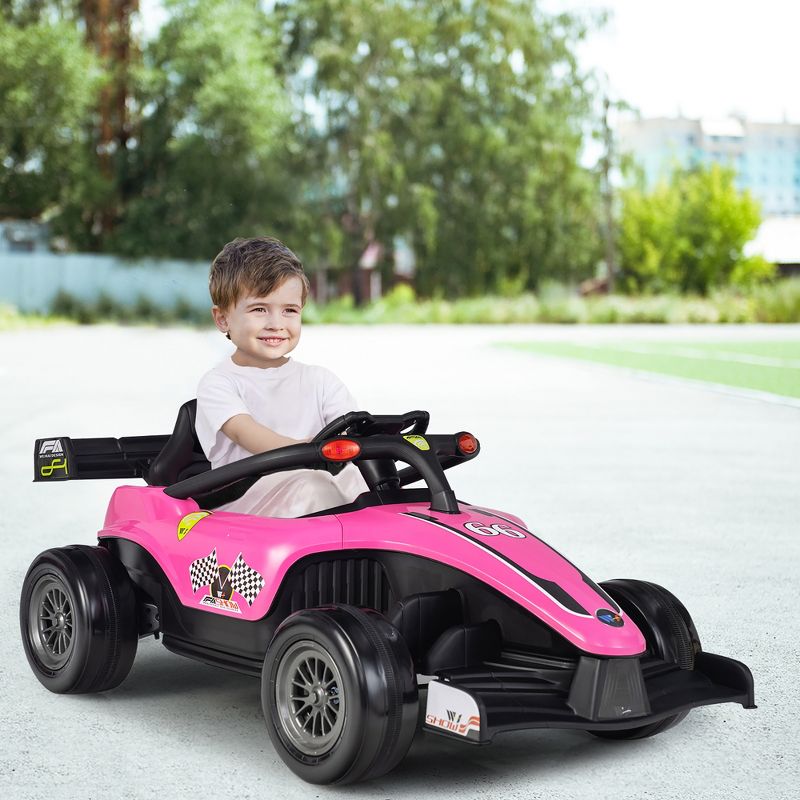 Costway 12V Kids Ride on Car Electric Racing Truck Remote Control w/ MP3 & Lights Yellow\Pink\Red, 3 of 11