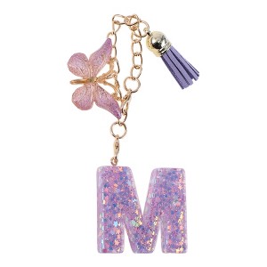 Unique Bargains Star Sequin Letter M Butterfly Tassel Water Cup Pendant Purple 1 Pc - 1 of 4