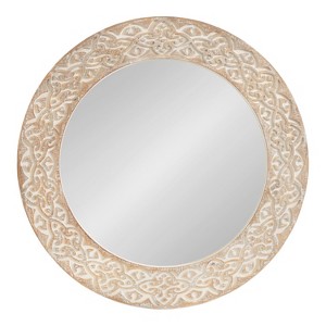 Kate and Laurel Engrahm Round MDF Round Mirror, 26" Diameter, White - 1 of 4