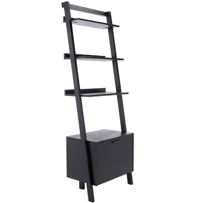 Lavina Black 3-Tier Industrial Etagere with Drawer